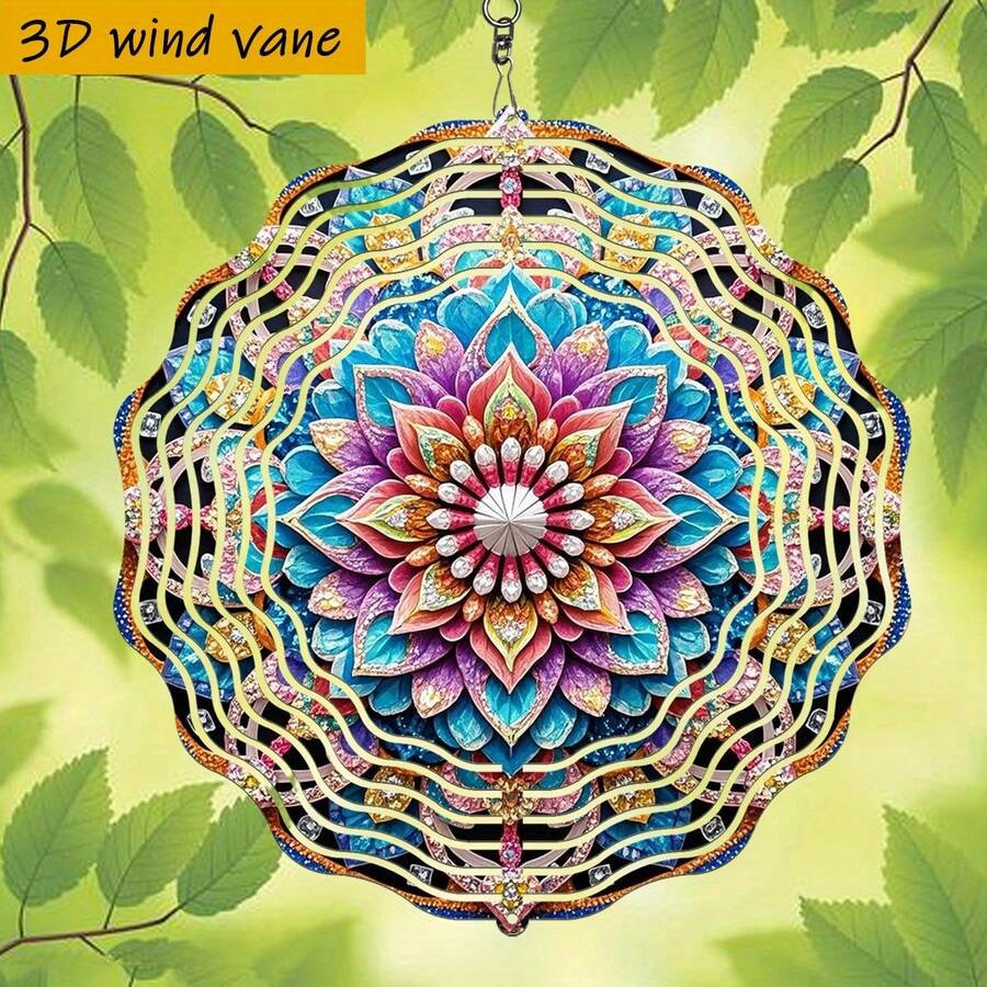 1 chiếc chuông gió Mandala 3D có móc xoay 360°, không cần điện, không kèm pin.