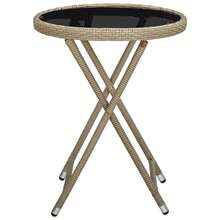 vidaXL Beistelltisch Beige 60 cm Poly Rattan und Hartglas - A - Übersicht 2