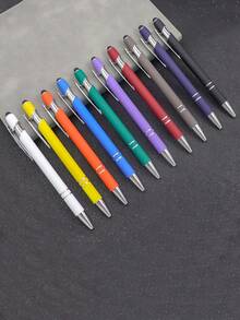 8/16 Metal Random Color Retractable Ballpoint Pens With Touch Screen Pen Tip - Medium Thick Pen Tip, Smooth Writing, Anti Slip Handle, Compatible With Multiple Devices - Suitable For Daily School/Office Use Back To School - A - View 4