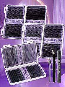 544/608pcs D-Curl Cluster False Eyelashes, Suitable For Beginners, Dense And Fluffy, Enlarging Eyes, Lightweight And Reusable, Long-Lasting Lash Clusters, Soft And Natural, Suitable For Home DIY, Travel, And Daily Commute. - Multicolor - View 11