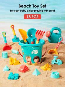 Juego de juguetes de playa para niños para exteriores, adecuado para la playa y el parque, que incluye excavación de arena, palear, juego de arena, carrito pequeño, cubeta de playa, varios modelos de tobogán de arena - Multicolor - Ver 12