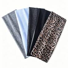 Set da 5 fasce elastiche boeme per donna, con stampa leopardata e colori uniti, fasce elastiche antiscivolo e assorbenti per sudore, adatte per corsa, yoga, uso casual, accessori per capelli - Multicolore - Visualizzare 8