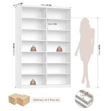 Bücherregal 212,5 cm hoch Bücherschrank 14 Fächern Regal mit Standregal Aufbewahrungsregal für Wohnzimmer Arbeitszimmer Küche 120 x 30 x 212,5 cm weiß - Weiss - Übersicht 3