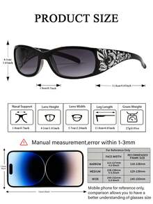 1pc Floral Rhinestone Embellished Oversized Plastic Frame Fashion Glasses - Multicolor - View 4