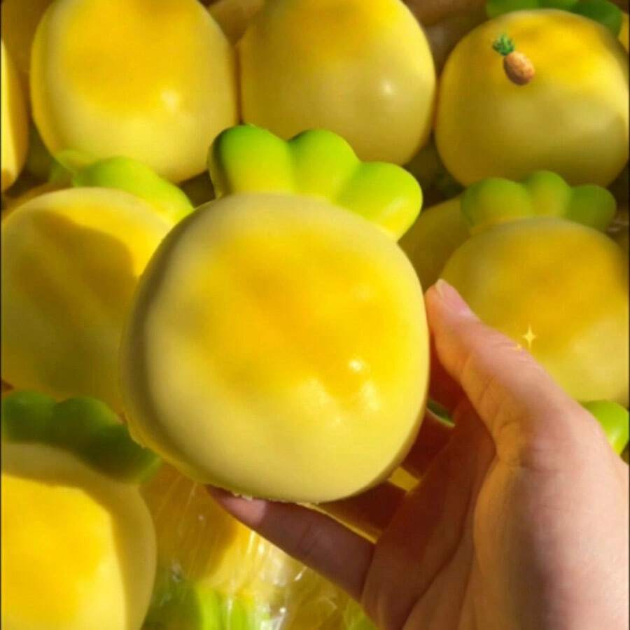 非婴儿适用，青少年/青年适用挤压玩具，减压玩具，超柔软湿菠萝挤压玩具，慢回弹减压挤压玩具