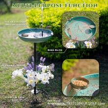 Retro Metal Bird Bath & Feeder 2-In-1, Freestanding Pedestal Birdbath With Hummingbird Decor, Vintage Garden Decor For Outdoor Yard Patio, Copper Green Finish - L - View 6