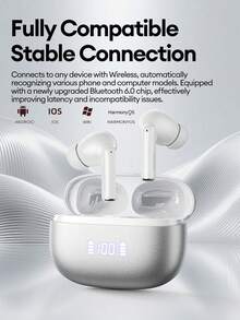 Lenovo LE232ANC Noise Cancelling Bluetooth Headphones, Half In-Ear Design With Battery Level Display, Large Dynamic Driver, Surround Sound, High-Definition Calls, Low Latency, Long Battery Life, Comfortable Silicone Wireless Earbuds Compatible With Smartphones And Computers - View 10