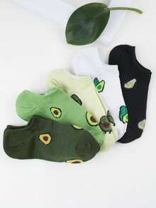 Mujer 5 pares Calcetines tobilleros con patrón de aguacate casual para vida diaria - Multicolor - Ver 6