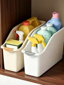 Multifunctional Curved Design Storage Box, Ergonomic Handle And Tilted Opening Design For Easy Access, Durable Storage Basket Suitable For Homeowners, Bathroom Cabinet, Laundry Room And Other Storage Containers, Large Storage Box, Toy Storage Drawer Organizer - Multicolor - View 7