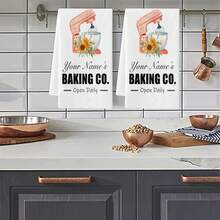 [Customization] 2pcs Customized Kitchen Towel Hanging Dish Towel Bathroom Hand Towel, High Quality Soft Absorbent, New Home Moving, Hostess,, Baking Enthusiasts - Multicolor - View 4