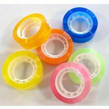 Cinta adhesiva de colores del arcoíris, rollo de cinta de papelería transparente de color caramelo, adecuada para scrapbooking, envoltura de regalos y uso diario - Multicolor - Ver 2