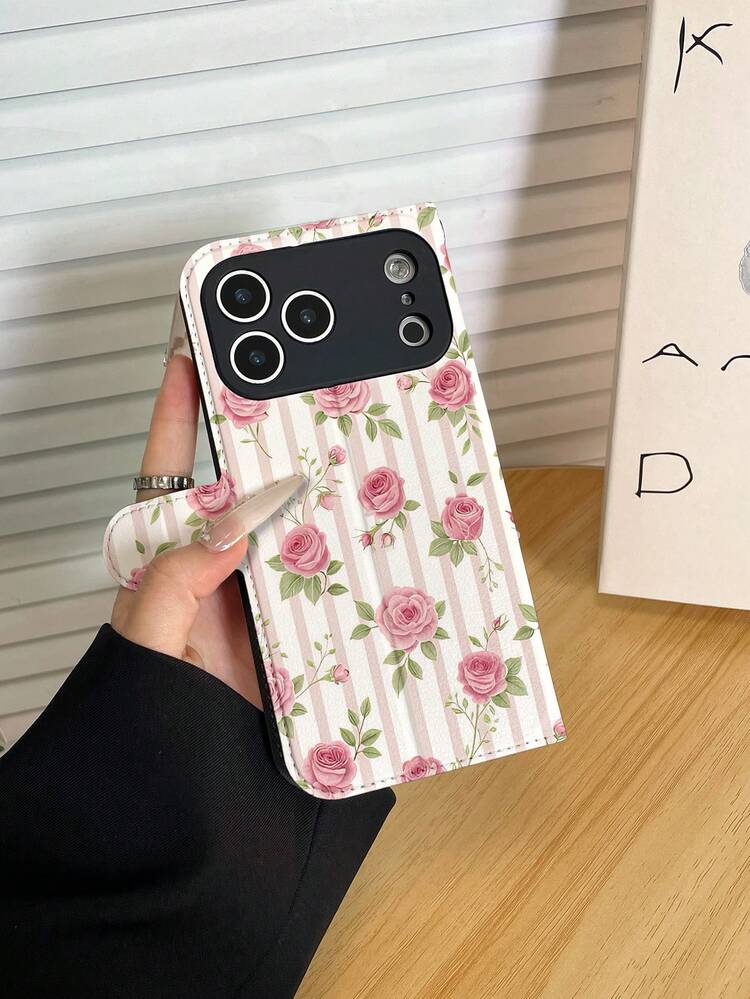 1 chiếc ốp lưng điện thoại thời trang màu hồng trắng sọc hoa hồng, kiểu dáng cổ điển, chống rơi vỡ, chất liệu da PU cao cấp, có chân đế gập, khe đựng thẻ, phù hợp với 17/ 17 Air/ 17 Pro/ 17 Pro Max/ 16/ 16 Plus/ 16 Pro/ 16 Pro Max/ 15/ 15 Plus/ 15 Pro/13/14/12/11. Món quà tuyệt vời cho bạn bè, gia đình, người yêu, sinh nhật, ngày lễ. - Nhiều màu - Xem 5