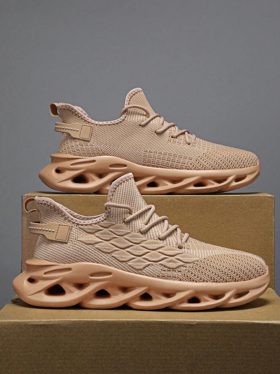 Men's Spring/Summer Knit Lightweight Comfortable Soft-Sole Running Shoes/Fishscale Pattern Casual Sports Shoes Outdoor
