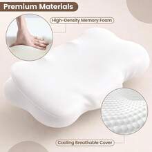 Mellow Sleep Pillow, Upgrade Cloud Neck Pillow, Ergonomic Memory Foam Pillow With Adjustable Cervical Support & Cooling Breathable Cover For Side, Back, Stomach Sleepers (Upgrade-White) - Multicolor - View 4