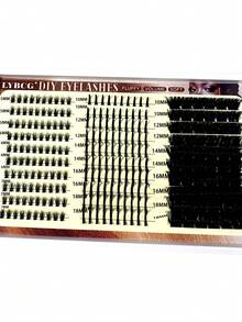 200D Extra Long Spiky Cluster Lower Eyelashes, 6-18mm Length, D+ Curl, 260pcs/Set, Fluffy Individual False Eyelashes, DIY Eyelash Extensions, Cartoon Style, Mink Fur Material, Suitable For Various Makeup Looks - D+ - 查看 3