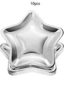 20/10/1pc 9Inch Gold,Silver Thick Star Shaped Paper Plates Disposable Party Plate Pentagram Dinnerware Decorations For Graduation Independence Day Wedding Birthday Baby Shower - View 10