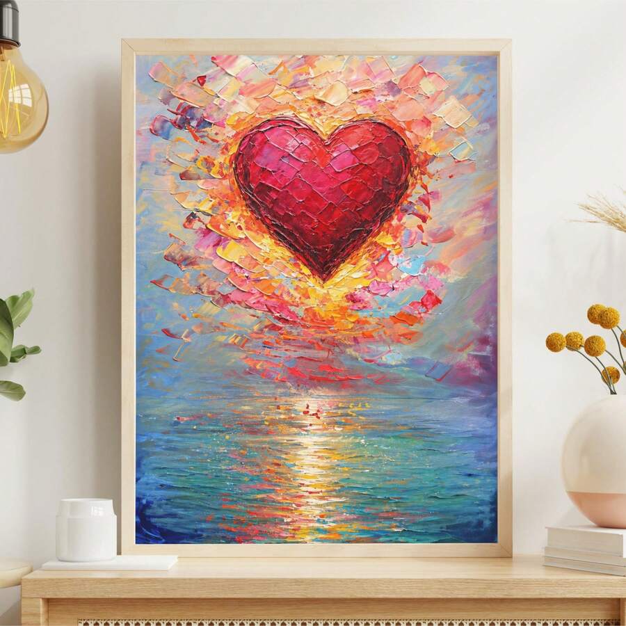 1件,抽象爱心海报和印刷品,彩色爱心墙面艺术帆布画,现代爱情艺术品墙面装饰礼品,适用于客厅、办公室、卧室、酒吧、墙面装饰,最佳礼品,不含画框 - 111 - 查看 1
