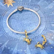 1 Stück 18K vergoldetes klassisches Vintage Zwölf Sternzeichen Kollektion Charm passend für originales Armband, Halskette, Anhänger, Perlen für DIY Schmuckherstellung, ideale Wahl für täglichen Schmuckzubehör von Frauen - überraschende Geburtstags Schmuckgeschenk - Gold - Übersicht 5