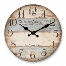 1pc 10-16 Inch Rustic Farmhouse Faux Wood Grain Large Wall Clock - Battery Powered, Quiet & Silent, Suitable For Living Room, Bedroom, Kitchen, Country Cottage, Home Decor, Gift For Friends (No Battery Included) Room Decor Clock Wall Bedroom Decor Dormitory Decor Back To School - Multicolor - View 12