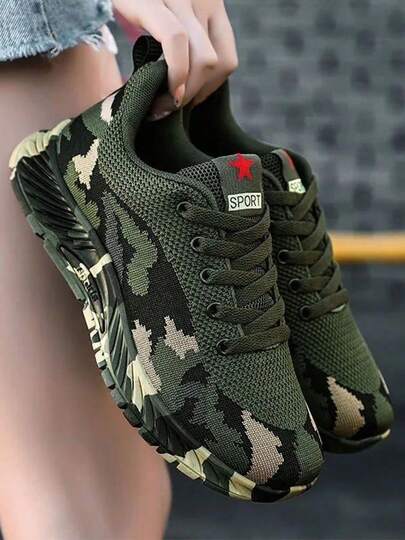 Nuevas zapatillas de camuflaje para hombre, tamaño grande, malla transpirable, adecuadas para actividades al aire libre, montañismo, estudiantes, entrenamiento militar, ponibles, protección laboral, hombres, senderismo verde, viajes y moda masculina, actividades al aire libre resistentes a la suciedad cómodas