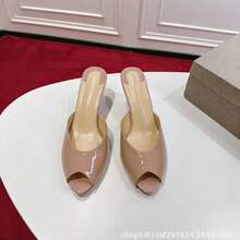 Summer New Large-Size Women's Shoes, Sexy And Elegant Runway Shoes, Nude Color With Red Sole, Stiletto High Heels - 粉10CM - 查看 3