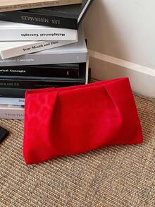 Tas Clutch Amplop Motif Leopard Terbaru, Tas Tangan Fashion Gaya Vintage Desain Niche untuk Wanita - Merah - View 11