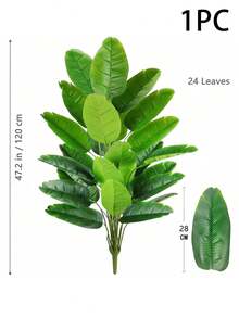 Set de 2 piezas con 24 hojas grandes artificiales de árbol de plátano tropical, ramas de ave del paraíso de plástico de 90-120cm, hojas de palma falsas, hojas de monstera verdes, hojas de violín reales al tacto, follaje artificial para decoración del hogar, oficina, jardín y fiestas - Decoración de plantas de plástico para interiores y exteriores, plantas tropicales altas (maceta no incluida) - Verde Oliva - Ver 13