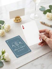 Bộ bài cưới cá nhân hóa và sổ lưu niệm thay thế, bài poker khắc tên riêng, quà tặng cưới tối giản, thiết kế chữ cái đầu. - Nhiều màu - Xem 3