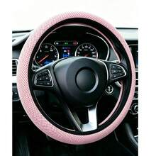 1 pieza Funda para volante de coche, diseño de malla transpirable, suave y cómoda, para uso en verano, adecuada para coches, SUV y ajuste universal, a prueba de polvo y suciedad, rosa para damas - Multicolor - Ver 2