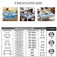 2D Flat, 1PC Polyester Material, Rectangular + Round Version, Fresh Ocean Style Rudder Blue Flower Printed Tablecloth, Suitable For Indoor And Outdoor Use, Suitable For Home Dining Tables, Living Room Coffee Tables, B&B Soft Furnishings, And Also Suitable For Outdoor Picnics And Terrace Layouts. It Is Stain-Resistant And Easy To Care For, Creating A Refreshing And Healing Vacation Atmosphere. Available In Multiple Sizes - Multicolor - View 11