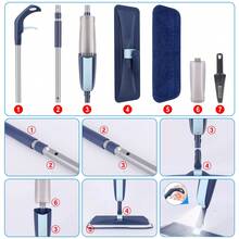 SUPTREE Microfiber Spray Mop Floor Cleaning With 3 Washable Pads Wet Jet Dry Dust Mop Floors - Blue Mop+4 Mop Pads+1 Bottle - View 4