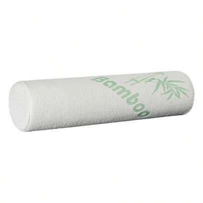 Bamboo Air Layer Knitted Inner Cover Cervical Pillow, Cylindrical Memory Foam Lumbar Support For Office, Soft Breathable Lightweight Slow Rebound Material, Daily Comfort For Leg Neck Side Sleep Use