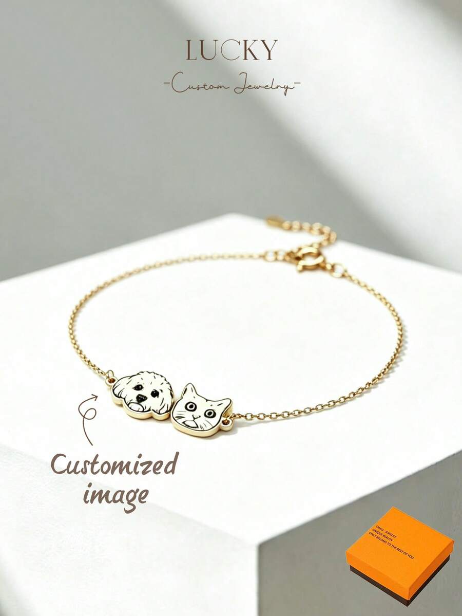 Personalized Pet Portrait Bracelet, Pet Memorial Bracelet, Customized Pet Photo Jewelry, Pet Missing Memorial Bracelet, Cat & Dog Bracelet, And Gifts For Her, All Can Be Customized In A Minimalist Daily Style. The Product Includes A Gift Box, Suitable As A Valentine's Day Gift, Birthday Gift, Mother's Day Gift, And Everyday Gift.,Jewellery For Ladies - Pet Portrait Bracelet - View 1