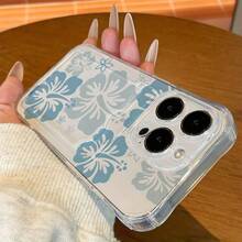 Transparent Phone Case With Full-Screen Blue Lily Flower Design, Shock-Proof Protective Soft Shell, Suitable For IPhone 16/15/14/13/12/11/7/8/SE/Plus/Pro Max/X/XS/XSMax/XR, A51, A52, A53, A54, A55, A56, S20, S21, S23, S24, S25, A31, A32, A33, And Other Models, Suitable As Decorative Item/Birthday Gift For Girlfriend, Boyfriend, Friends Or Family - Clear - View 6