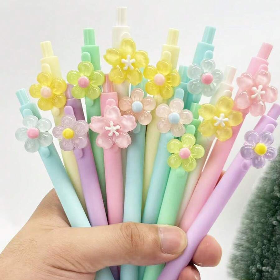 3/5pcs Random Floral Ballpoint Pens, 0.5mm Tulip Flower Ballpoint Pens, Smooth Writing, Quick-Drying Black Ink, Suitable For Daily Office, School Supplies, Back To School, Beautiful Pens, Pens, Stationery - Multi-color Style C - View 1