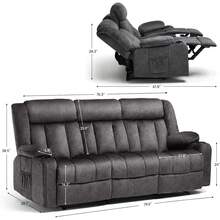Juego de sofás reclinables LUCKLIFE con reclinadores manuales, conjunto de muebles para sala de estar con sofá reclinable, sillón de dos plazas y sillón individual, tapicería de tela transpirable, cojines gruesos y diseño ergonómico, gris oscuro (3+2). - 3+2+1 - Ver 3
