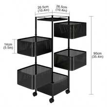 Square Trolley Basket Rk 5 Tier Kitchen Storage Vegetable Cart With Wheels - Multicolor - View 2