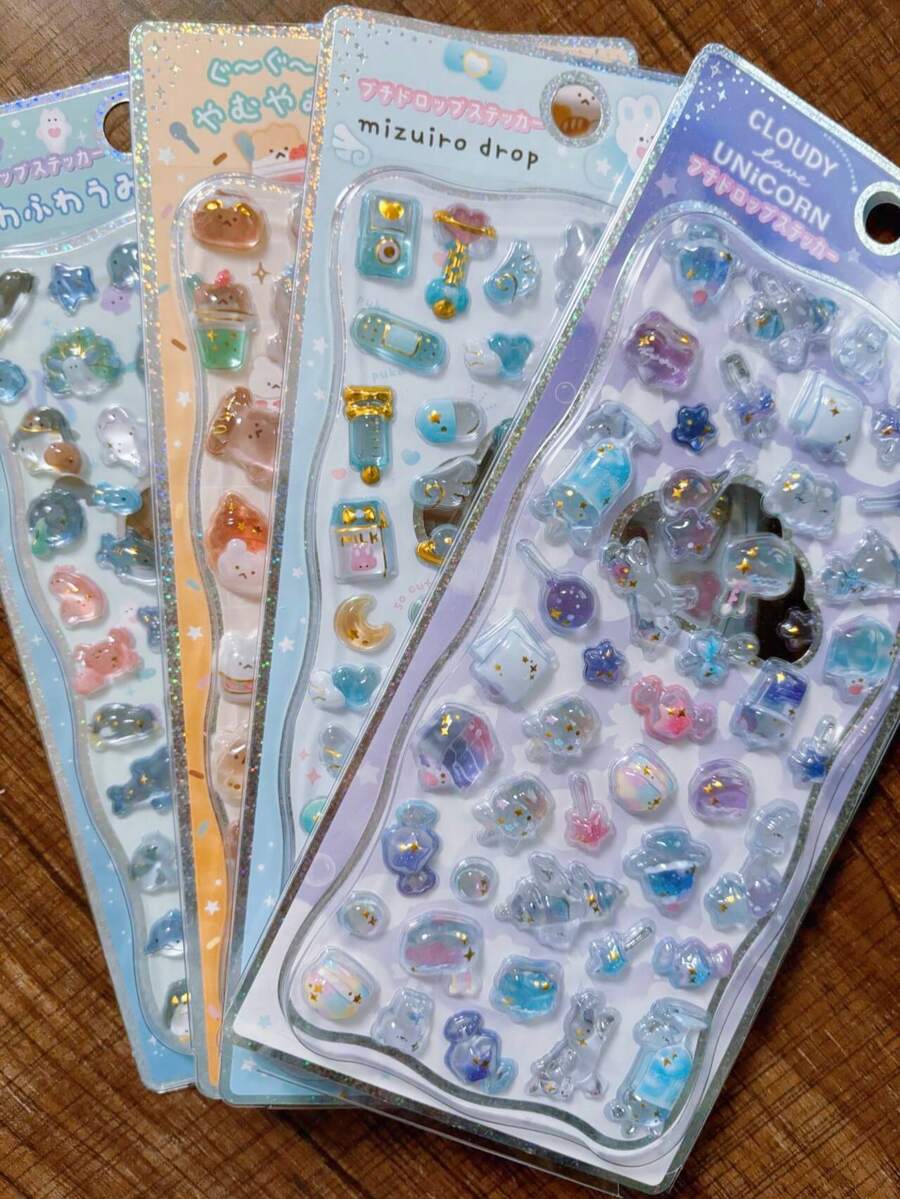 Pegatinas de cristal con burbujas del mundo submarino 3D, pegatinas de botellas a la deriva con relieve de lámina, decoraciones lindas DIY para cuadernos, álbumes de fotos y fundas de teléfono - Multicolor - Ver 1
