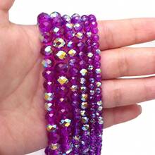 Cuentas espaciadoras sueltas de cristal artificial austriaco transparente de alta calidad con superficie de color morado profundo AB, de 4/6/8 mm, multifacéticas, adecuadas para pulseras, collares, pendientes y complementos de joyería - Morado - Ver 3