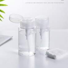 1 pieza Botella de 200ml/150ml/120ml/100ml para quitaesmalte, botella de limpieza de alcohol, botella vacía para desmaquillante, envase recargable para cosméticos - transparente - Ver 8