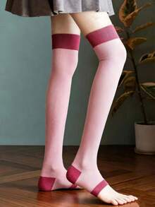1 Pair Women's Compression Leg Protection Open Toe Long Socks For Sleep - Multicolor - View 4