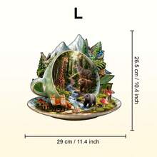 1件裝 Teacup Forest 木製不對稱拼圖，動物造型 2D 拼圖玩具，適合兒童與成人，益智遊戲，派對、節日、聖誕與生日禮物，獨特魔幻桌面裝飾創意木製拼圖禮品 - 彩色 - 查看 11