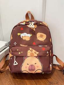 1 buah Tas Ransel Pelajar Motif Capybara Kartun, Tas Sekolah Kartun Lucu, Tali Bahu yang Dapat Diatur, Tas Ransel Ringan Kasual, Cocok Untuk Anak Perempuan/Remaja/Pelajar/Lulusan, Untuk Penggunaan Sehari-hari, Jalan-jalan, Perjalanan, Sekolah - MultiWarna - View 15