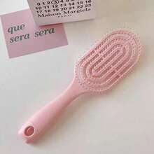 1 Stück rosa Kamm mit langen Griff für Frauen mit durchbrochener Rippen-Optik, antistatisch, zum Entwirren für nasse und trockene Haare, volumengebend, Haarstyling-Werkzeug, rosa Accessoire, Haarstyling-Werkzeug, Mesh-Design, antistatisch, leicht zu kämmen auch bei nassen Haaren - Verbessertes Modell - Übersicht 3