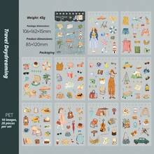 20pcs/Pack Vintage Travel & Baking Life Theme Stickers, Suitable For Decorating Cards, Frames, Laptops, Phone Cases, Cups, Magazines, Pencil Cases, Luggage, Desktops And School Supplies - A - View 15
