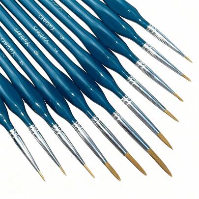 Yutiars 11pcs Premium Fine Brushes With Triangle Handle For Acrylic, Oil Painting, Watercolor And Paint By Numbers, Models, Nail Art, Crafts,Back To School,School Supplies