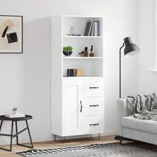 vidaXL Highboard Weiß 69,5x34x180 cm Holzwerkstoff - Weiss - Übersicht 1
