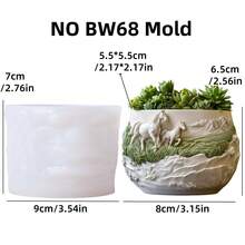 Steed Grass Running Relief Plants Flowerpot Silicone Mold Two Horses Strolling In The Valley Grass Resin Plaster Flowerpot Mold Cute Horse Cement Concrete Flowerpot Mold Beauty Crafts Mold - A - View 7