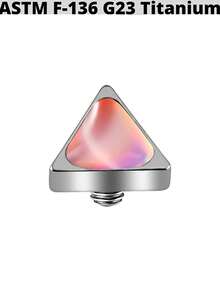 1 chiếc khuyên xỏ da bằng titan 14G gồm đầu và đế, ren trong, hình giọt nước/vuông/tam giác, đính đá opal lấp lánh, dùng cho thợ lặn. - Màu titan nguyên bản - Xem 25