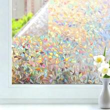 3D Holographic Rainbow Transparent Decorative Glass Static Cling Non-Adhesive Film, Colorful Glass Window Decal Sticker, Home Decor, Valentine's Day Decor, Curtains For Living Room, Christmas Party Backdrop, Self-Adhesive Wallpaper, Ideal For Home Decoration, Wall Decor - Multicolor - View 1